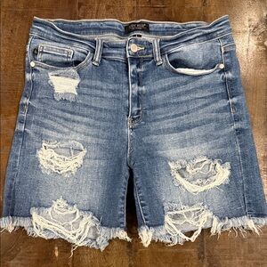 Judy Blue Women's Ripped Jean Shorts - Light Blue